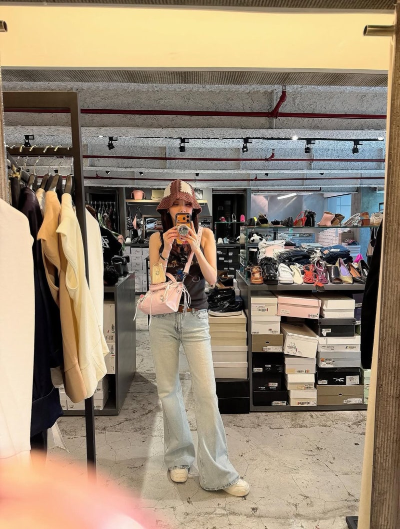 Early 40s and Still Ageless — Sandara Park's Bangkok Casual With Cropped Crochet and Bucket Hats