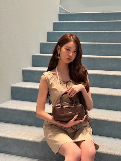 Won-young's impossible proportions meet Miu Miu cool: how denim and beige own a denim look