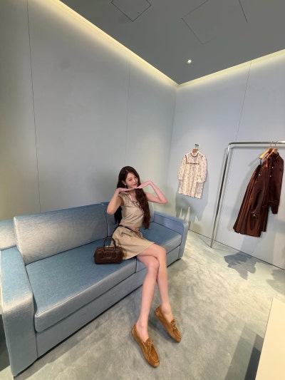 Won-young's impossible proportions meet Miu Miu cool: how denim and beige own a denim look