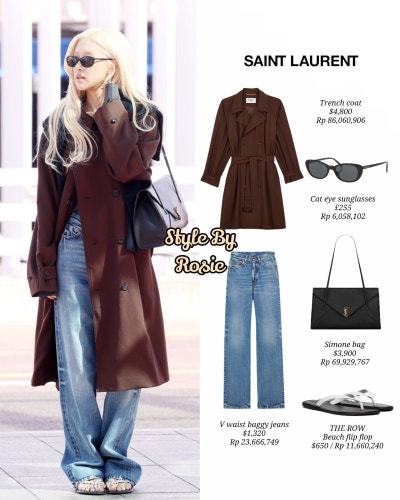 Seriously, the class of a world star is insane..🕶️ Queen Rosé’s airport fashion for Paris Fashion Week departure, showing the essence of Saint Laurent with just one trench coat🍂
