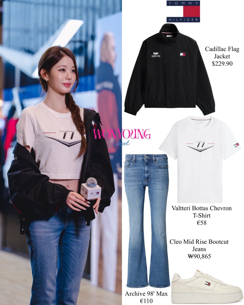 Seriously, she looks like she could win F1 with just her face..๐ Update on Princess Tommy Jang Won-young at the Tommy Hilfiger X Cadillac F1 Pop-up, who captivated Singapore with her superior visuals๐