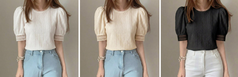 Pit stains and back rolls got you reaching for the cardigan constantly? Perfect arm coverage meets office elegance in one lace-neck blouse