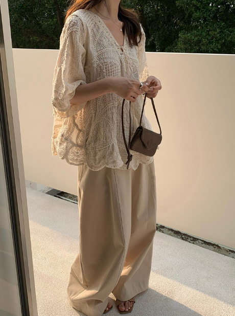 What parents ask where you got it—the lace blouse that makes mom outfits actually interesting