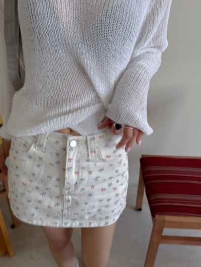 Cherry-Print Denim Miniskirt Makes You Look Like You Go to That Cafe
