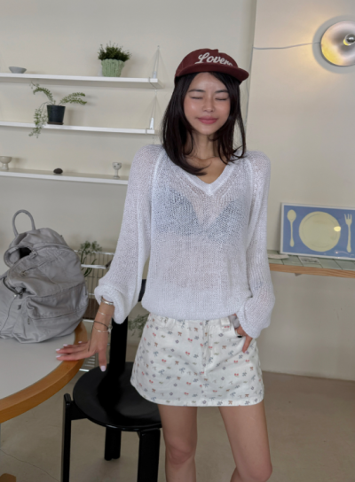 Cherry-Print Denim Miniskirt Makes You Look Like You Go to That Cafe