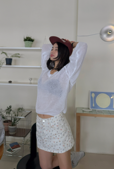 Cherry-Print Denim Miniskirt Makes You Look Like You Go to That Cafe