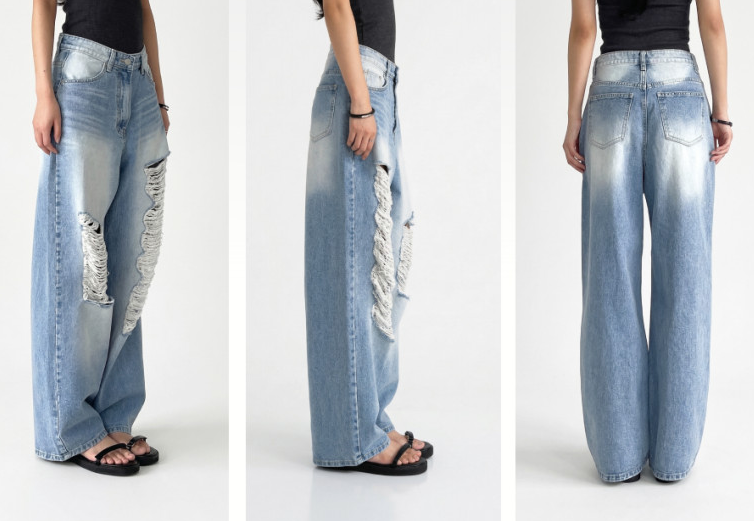 Even Freelancers Throw These On: Wide-Leg Ripped Denim That Makes Your Legs Look Long