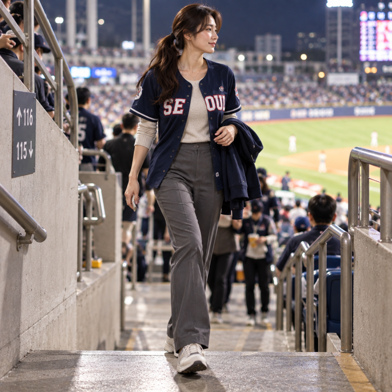 My hands are freezing from the 7th inning onwards, I won't even be able to cheer… Women's baseball stadium outfits for the sudden drop in night temperatures in October