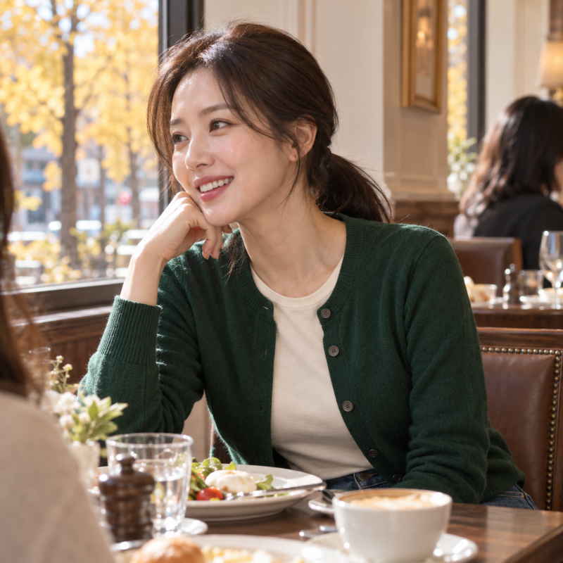 It doesn't look like I put any effort into my look, but why do I look younger?… Women's autumn outfits transformed by just one green cardigan