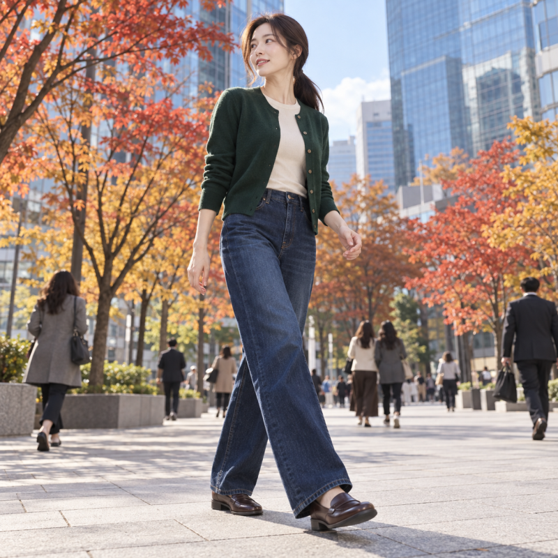 It doesn't look like I put any effort into my look, but why do I look younger?… Women's autumn outfits transformed by just one green cardigan