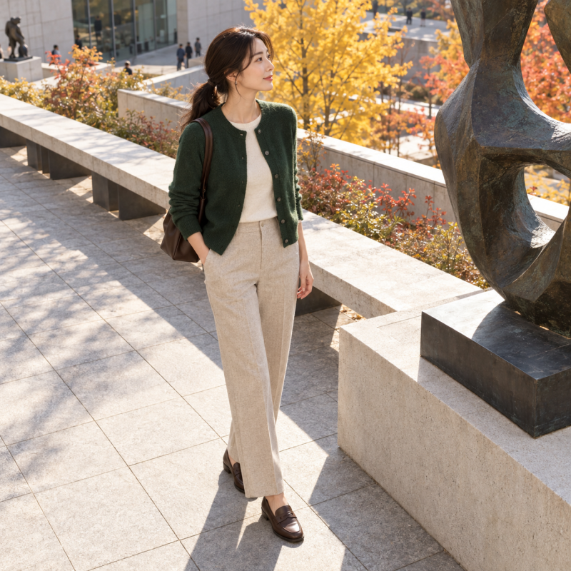 It doesn't look like I put any effort into my look, but why do I look younger?… Women's autumn outfits transformed by just one green cardigan