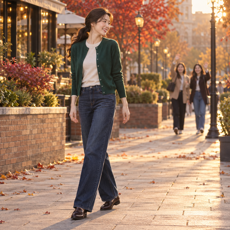 It doesn't look like I put any effort into my look, but why do I look younger?… Women's autumn outfits transformed by just one green cardigan