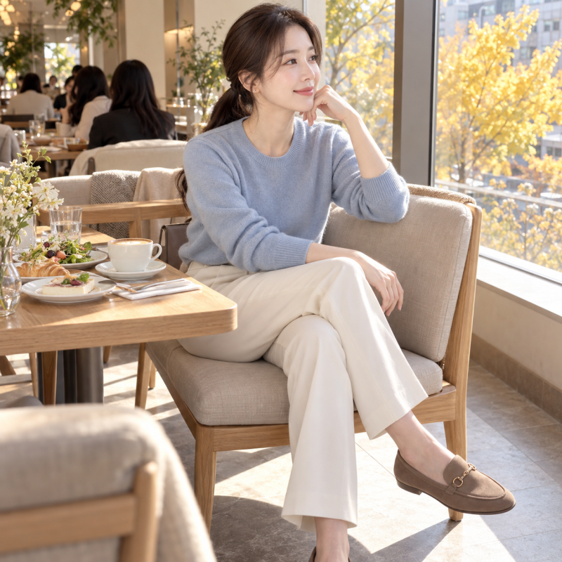 Do I have to stick to beige just because I'm in my 50s? Autumn color knit combinations that make even your face look radiant.