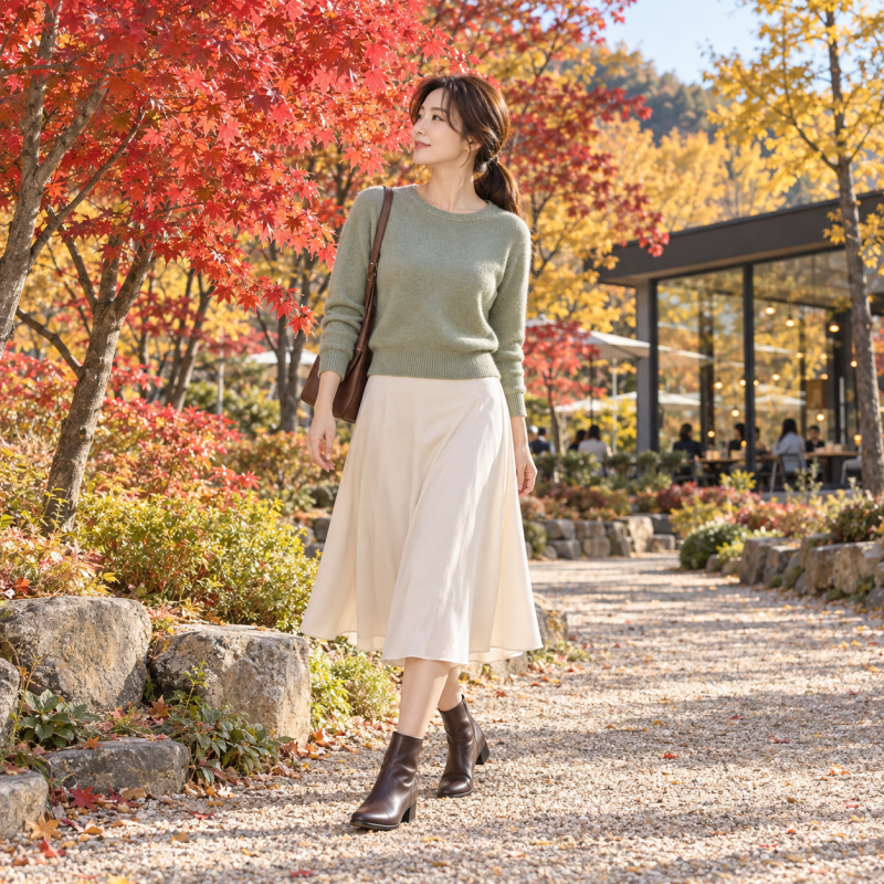 Do I have to stick to beige just because I'm in my 50s? Autumn color knit combinations that make even your face look radiant.