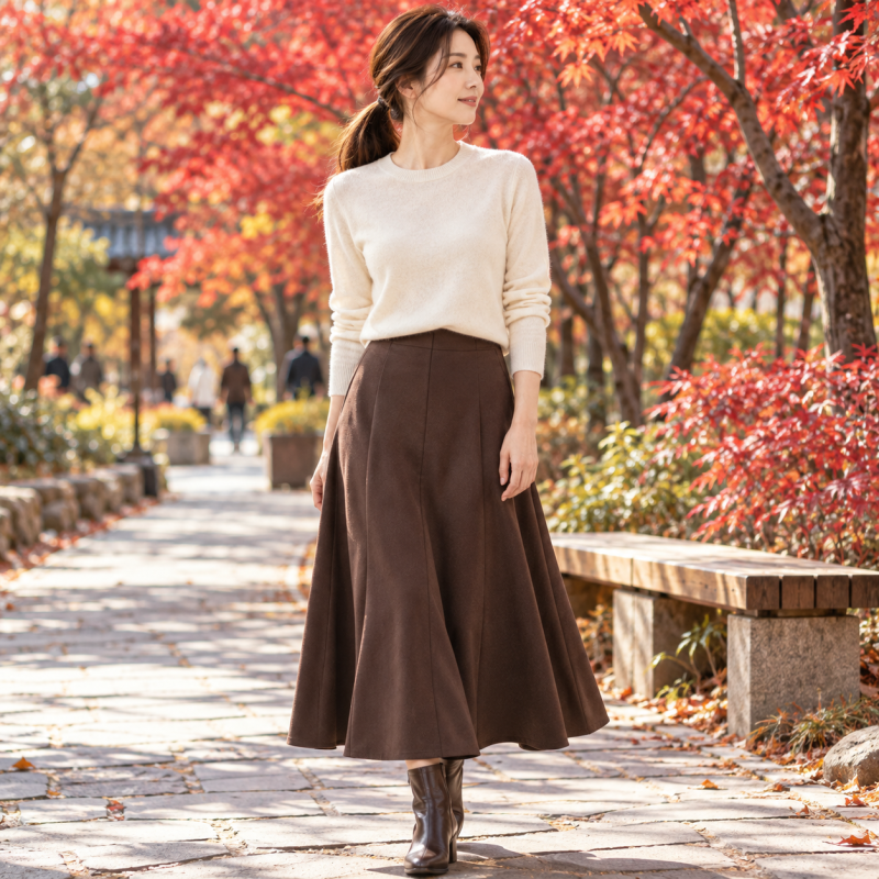 You can't just dress ordinary when going to see the autumn foliage... Autumn long skirt outfits that look great in photos