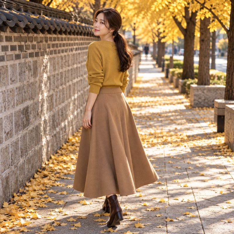 You can't just dress ordinary when going to see the autumn foliage... Autumn long skirt outfits that look great in photos