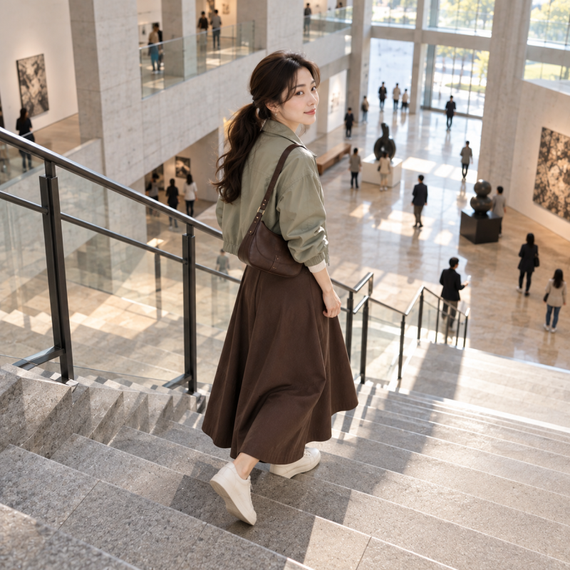 Would wearing a windbreaker be too ordinary for a weekend outing?… How to pair a women's autumn windbreaker with a long skirt and sneakers