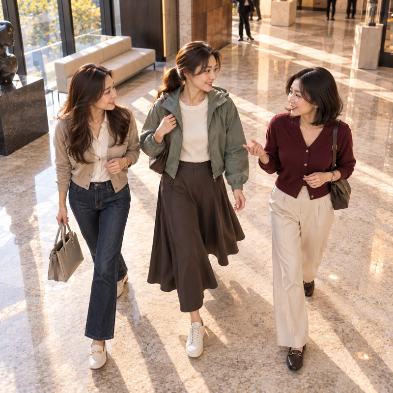 Would wearing a windbreaker be too ordinary for a weekend outing?… How to pair a women's autumn windbreaker with a long skirt and sneakers
