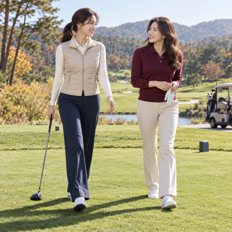 Arrived at the golf course and I'm the only one looking like I'm in hiking clothes… The reason why you should match wide-leg pants with a women's autumn golf vest