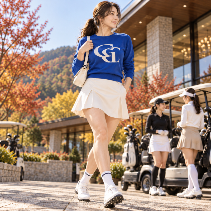 "Why buy an expensive one if you're just going to wear it once and put it in the closet?".. Women's Blue Big Logo Sweatshirt Golf Wear for a budget-friendly look from the driving range before work to weekend rounds