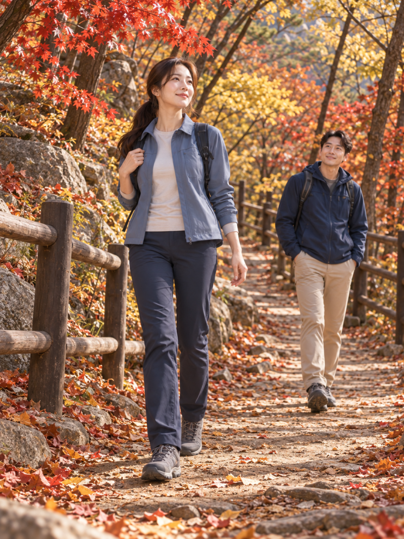 "You took out your hiking clothes as soon as I said we were going to the mountain?" An unexpected outfit suitable for a Bukhansan autumn foliage date