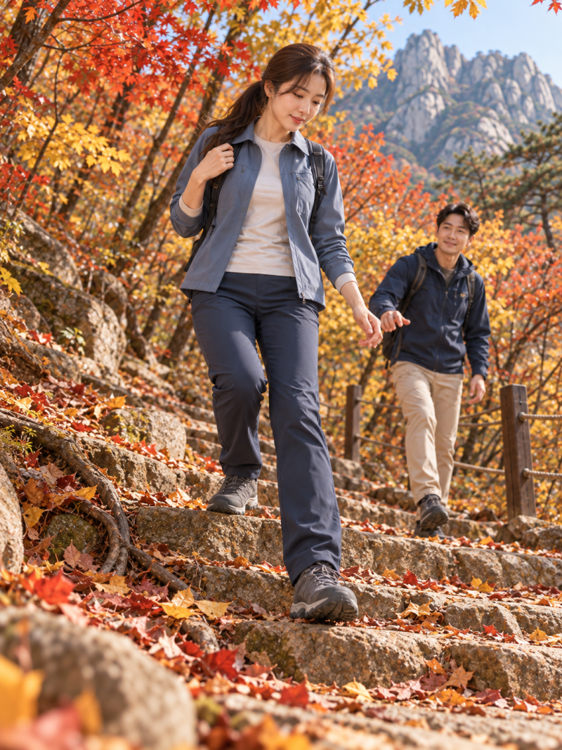 "You took out your hiking clothes as soon as I said we were going to the mountain?" An unexpected outfit suitable for a Bukhansan autumn foliage date