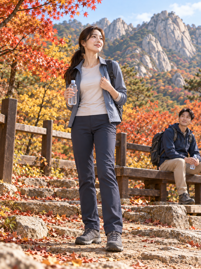 "You took out your hiking clothes as soon as I said we were going to the mountain?" An unexpected outfit suitable for a Bukhansan autumn foliage date
