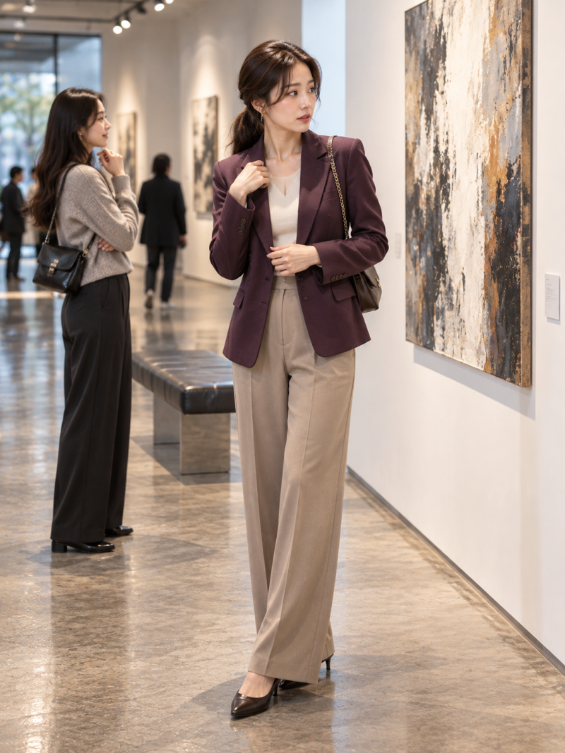 My friend says it's comfortable, but only my shoulders are stiff... The difference in jacket set-in sleeves revealed at the Seongsu-dong exhibition