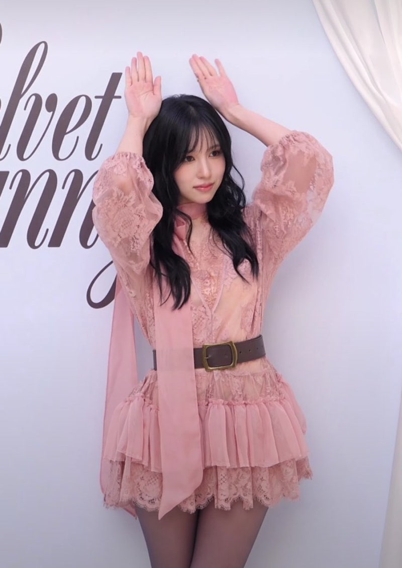 Celebrity wearing a see-through pink princess dress