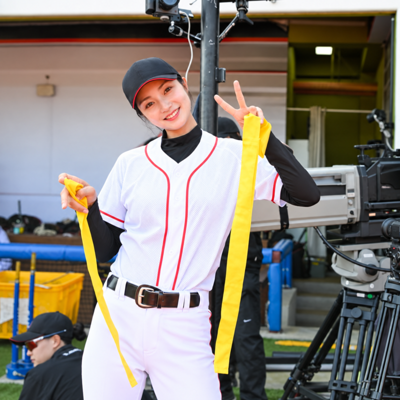 "They say she's on the Karina level of the baseball and tennis world..." The casual look of an innocent beauty former tennis player