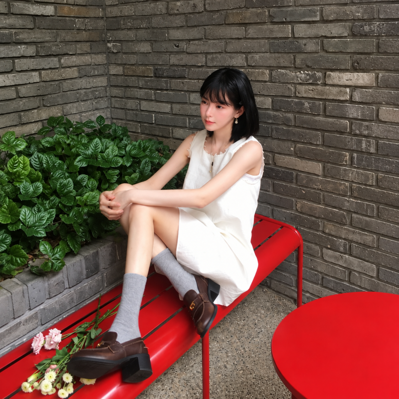 The actress who studied in Harbin, China for two years to get permission to act...” Her innocent white dress look