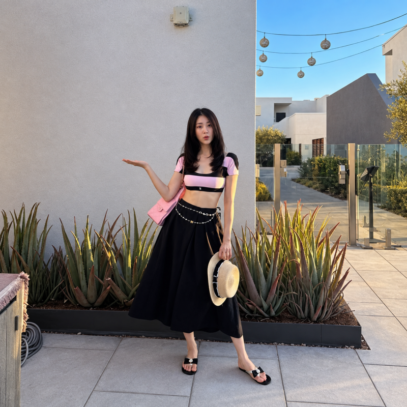 "They said she is a sophisticated actress who looks best in long skirts..." The daily look of the actress who even received a call from an agency after appearing on Challenge Golden Bell.