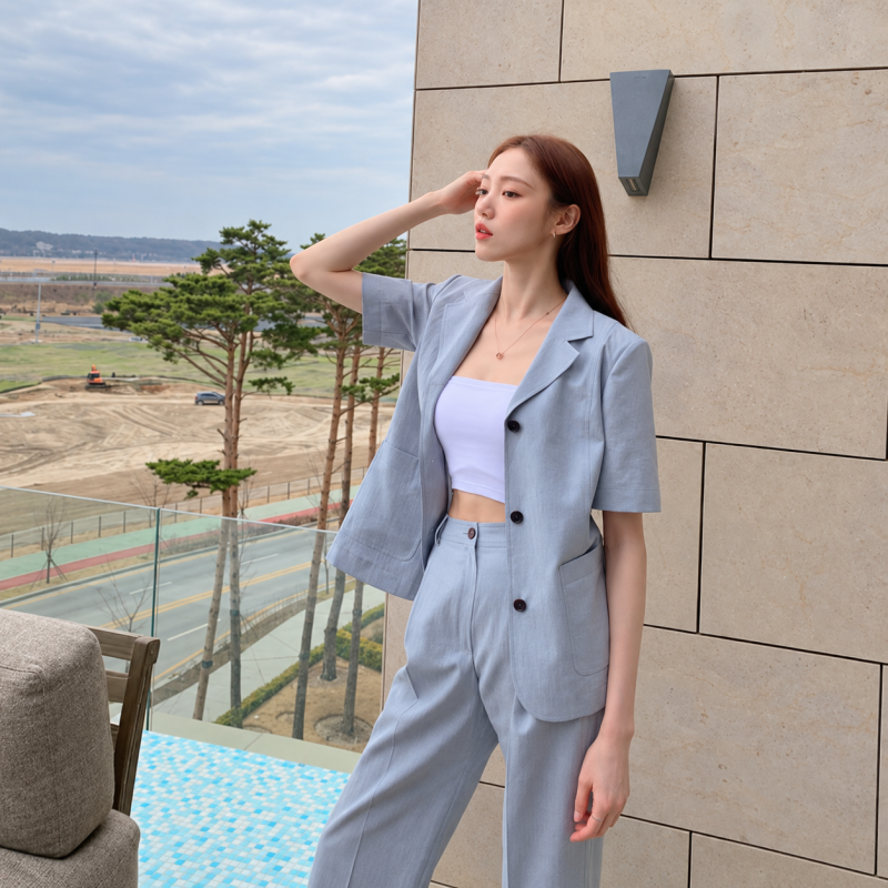 "They say she's an actress with better proportions and singing skills than Jang Won-young..." From the perfect actress's beige knit look to her white shirt denim look